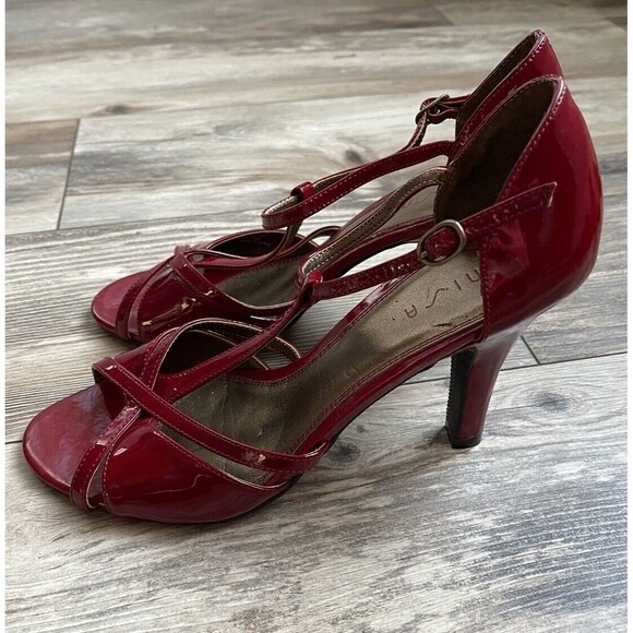 Unisa Women’s Red Patient Open Toe Strappy Heel Sandal Size 8.5 - Picture 5 of 8